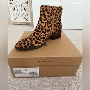 Lucky Brand Lenree Calf Hair Leopard Ankle Booties